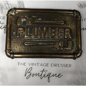 Vintage 1978 Baron PLUMBER Occupation Belt Buckle #4096 size 3”x 2”